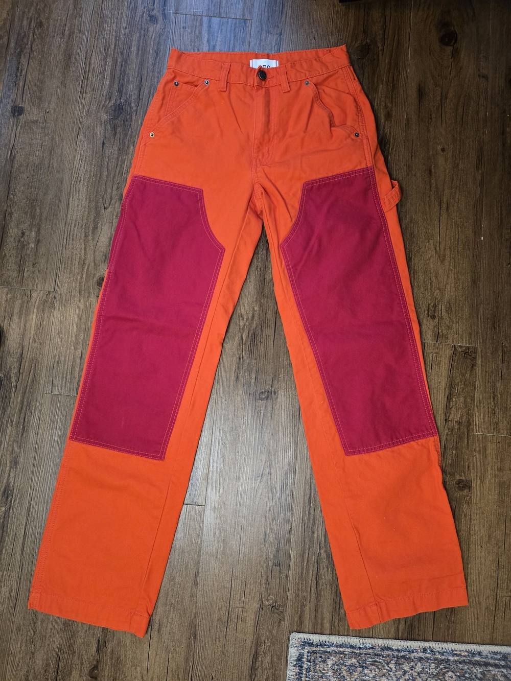 BDG Orange Cargo Pants with Burgandy Knee Panels